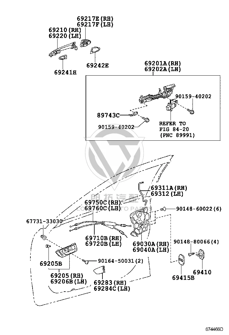 Outside Door Handle 69220-33060 for Lexus ES240