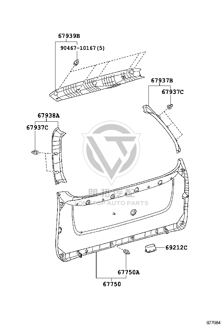 Interior Trim Panel (Upper Right) 67937-08020 for Toyota Sienna
