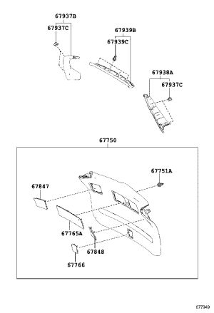 Tailgate Inner Trim Panel 67750-0R050 for Toyota RAV4