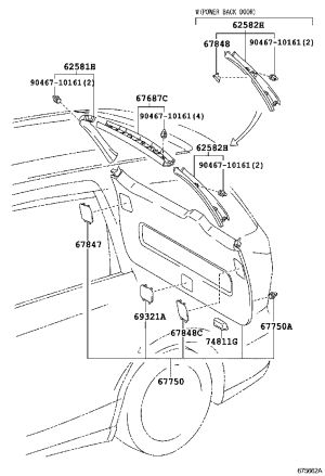 Tailgate Inner Trim Panel 67750-28150 for Toyota Previa