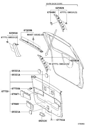 Lower Interior Trim Panel 67750-58071 for Toyota ALPHARD