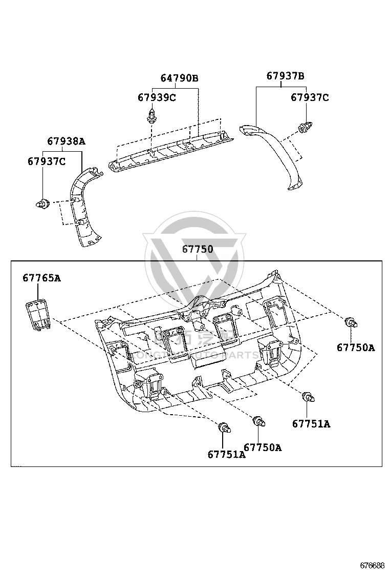 Rear Cover Interior Panel (Lower) 67750-76010 for Lexus CT200H