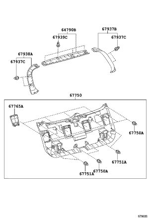 Rear Cover Interior Panel (Lower) 67750-76010 for Lexus CT200H