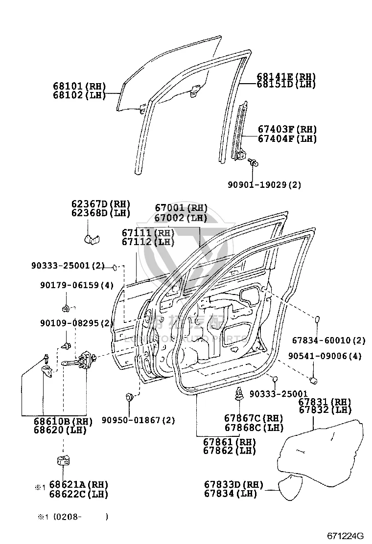 Front Door Velvet Groove 68151-60032 for Toyota Land Cruiser