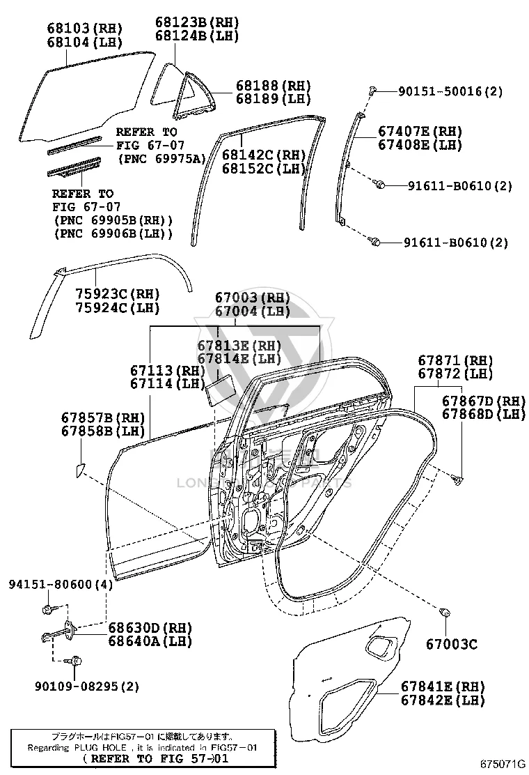Rear Door Window Frame Trim Panel Right 67857-12110 for Toyota Corolla