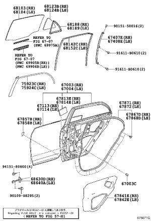 Rear Door Window Frame Trim Panel Right 67857-12110 for Toyota Corolla
