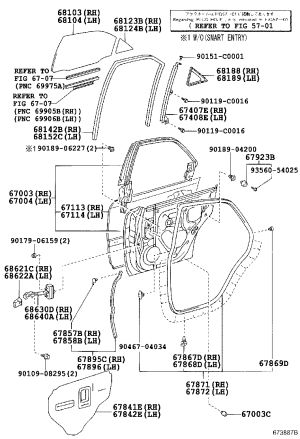 Rear Door Weatherstrip Right 67871-0N010 for Toyota Crown