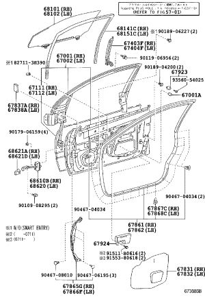 Front Door Weatherstrip Left 67862-0N010 for Toyota Crown