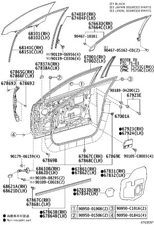 Front Door Weatherstrip 67864-0N010 for Toyota Crown