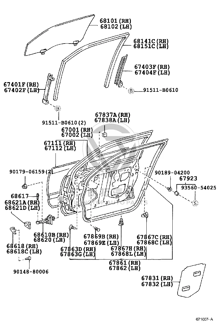 Front Door Seal Strip 67862-30251 for Toyota Aristo