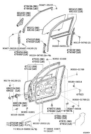 Front Door Weatherstrip Top Left 67864-50030 for Toyota Celsior