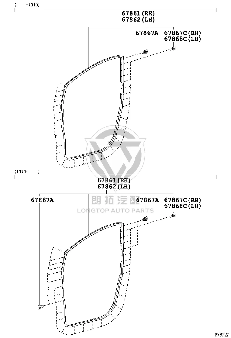 Front Door Weatherstrip Left 67862-58020 for Toyota Alphard
