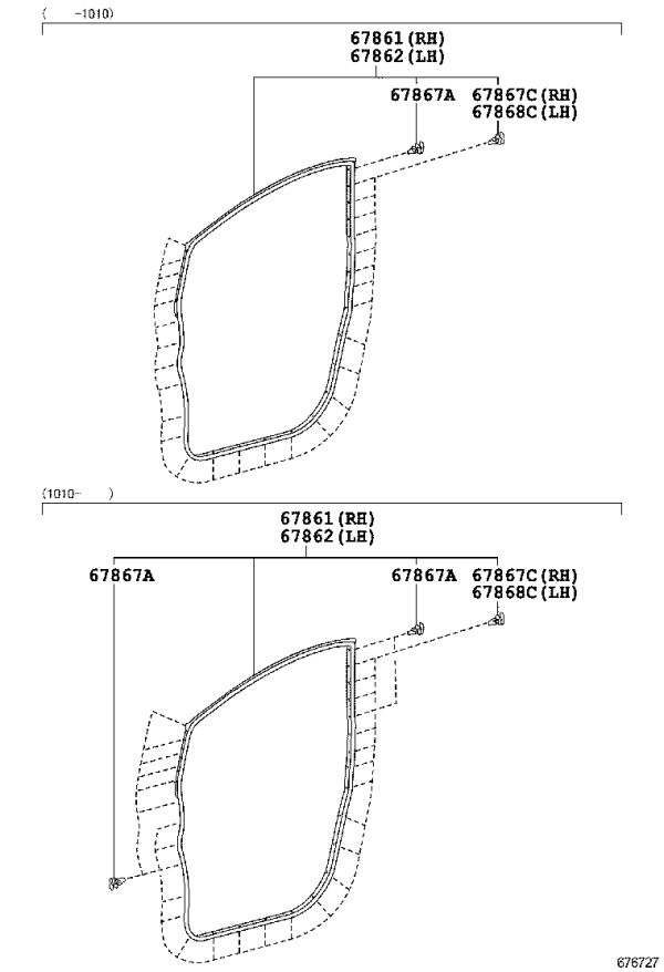 Front Door Weatherstrip 67861-58020 for Toyota Alphard