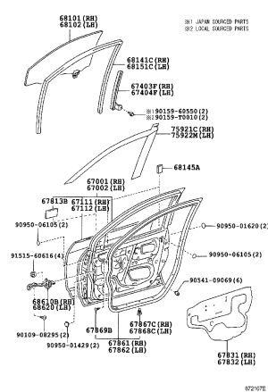 Front Door Glass Run 68151-02050 for Toyota Corolla
