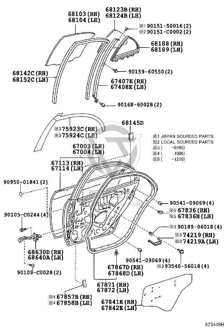 Rear Door Sealing Strip 67872-02120 for Toyota Corolla