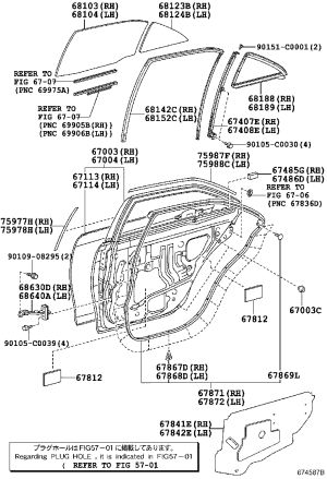 Rear Door Weatherstrip Right 67871-06080 for Toyota Camry