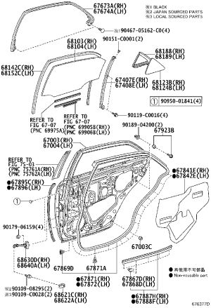 Rear Door Seal Strip 67896-0N020 for Toyota Crown