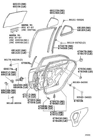 Rear Door Weatherstrip 67871-30222 for Toyota Aristo