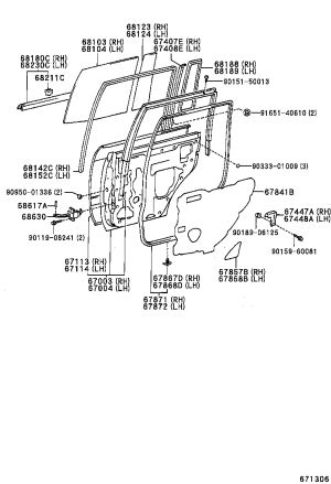 Rear Door Glass Run 68152-60011 for Toyota Land Cruiser