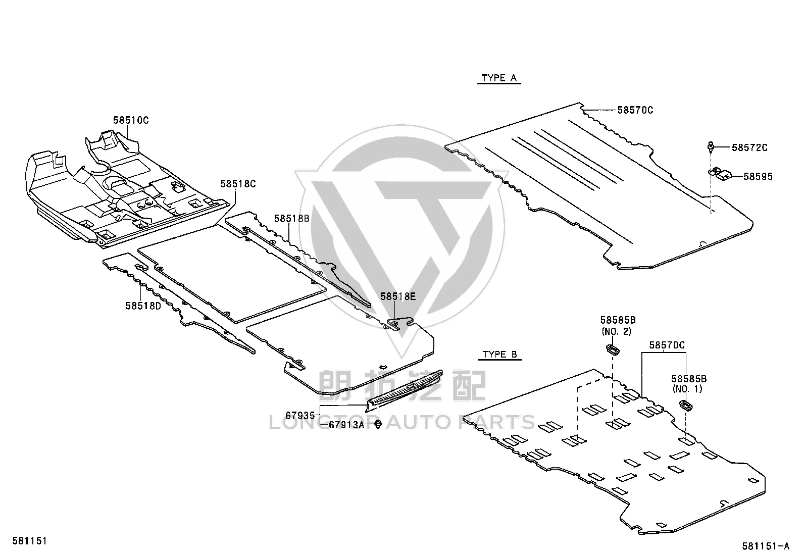Luggage Compartment Trim 67935-28040 for Toyota Previa