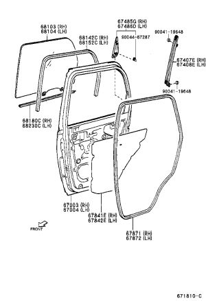 Rear door glass (left) 68104-87401 for Toyota Cami