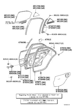 Rear Door Glass (Left) 68114-33140 for Toyota Camry