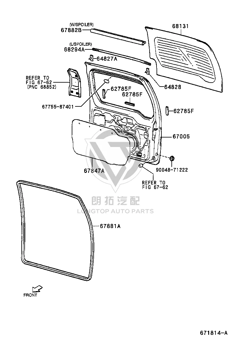 Rear Windshield Glass 68131-87407 for Toyota Cami