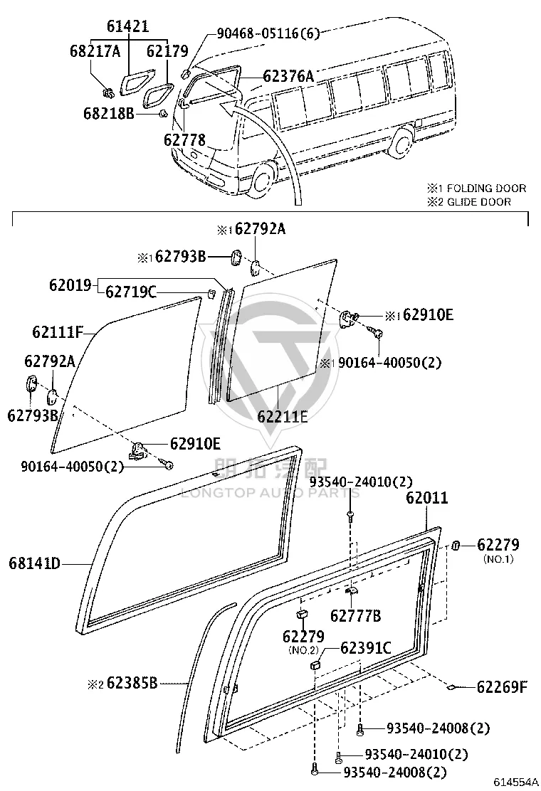Right Front Side Window Lift Slot 68141-36012 for Toyota Coaster