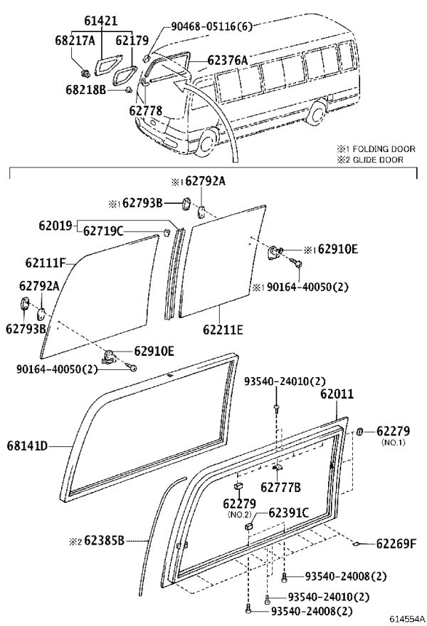 Right Front Side Window Lift Slot 68141-36012 for Toyota Coaster
