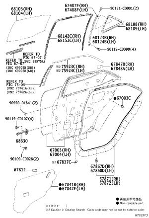 Right Rear Window Felt Groove 68142-02330 for Toyota Levin