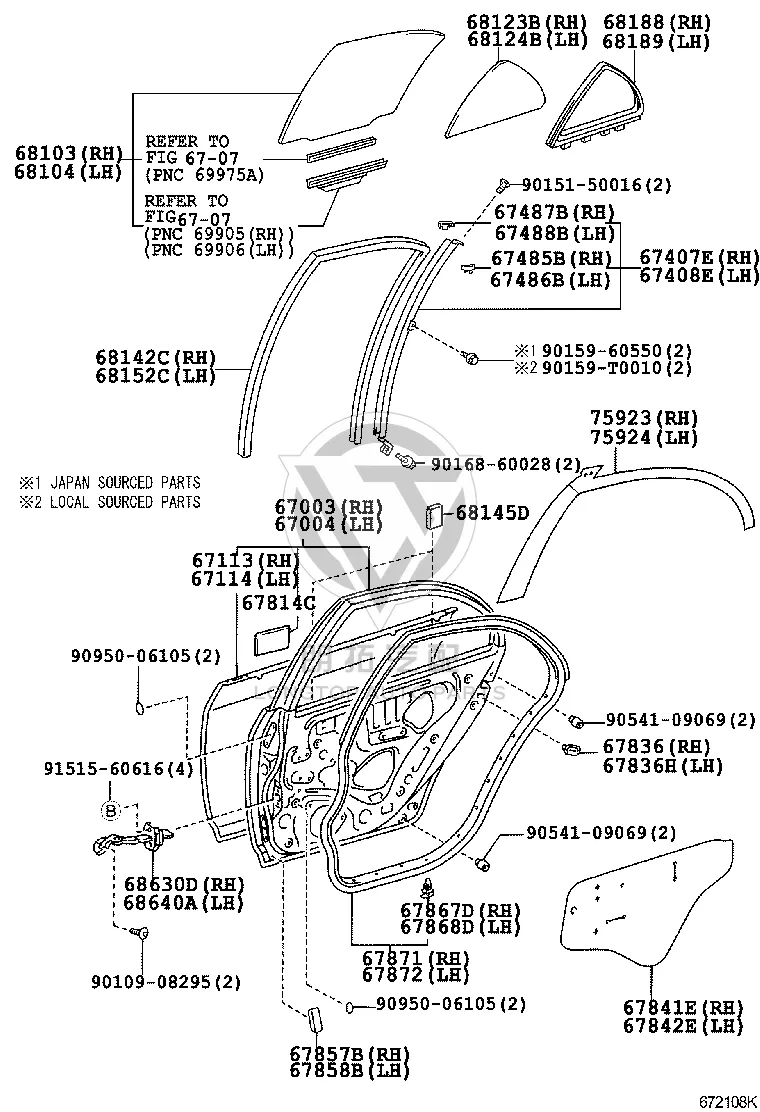 Right Rear Door Glass Run 68142-12240 for Toyota Corolla