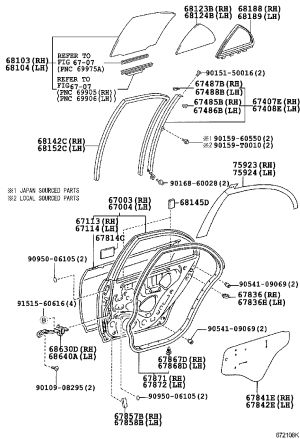 Left Rear Door Glass Run 68152-12150 for Toyota Corolla