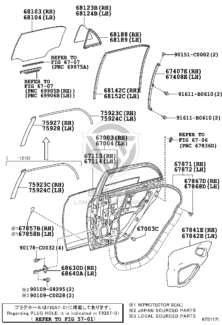 Rear door shell (left) 67004-02280 for Toyota Corolla