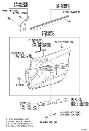 Front Left Inner Glass Retainer 68172-06112 for Toyota Camry