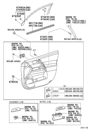 Front Door Glass Weatherstrip 68172-0E030 for Toyota Highlander