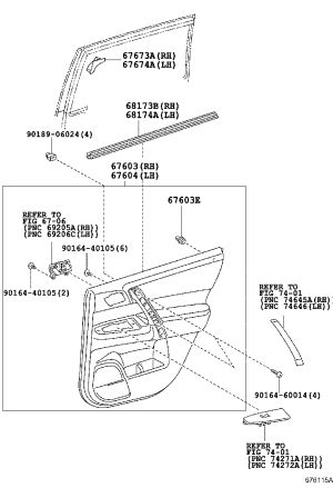 Rear Door Glass Strip 68174-0E030 for Toyota Highlander