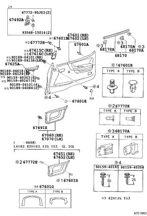 Snap Fastener 68211-95J02 for Toyota HIACE
