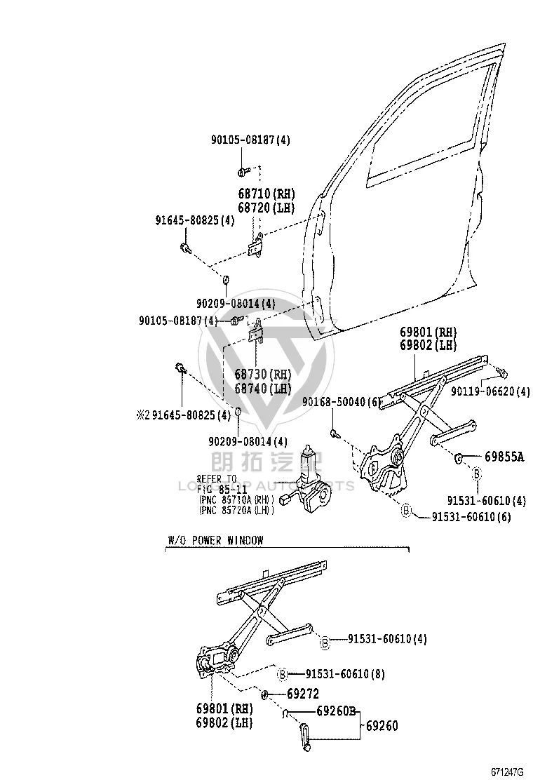 Front Door Hinge Bottom Left 68710-22081 for Toyota Land Cruiser