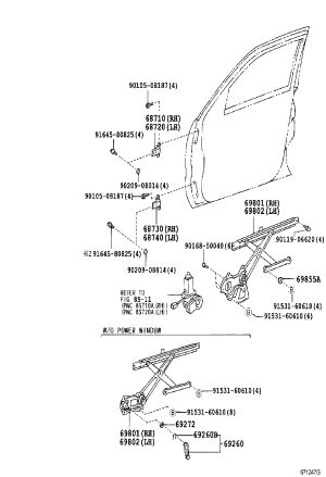 Front Door Glass Lifting Bracket 69801-60070 for Toyota Land Cruiser