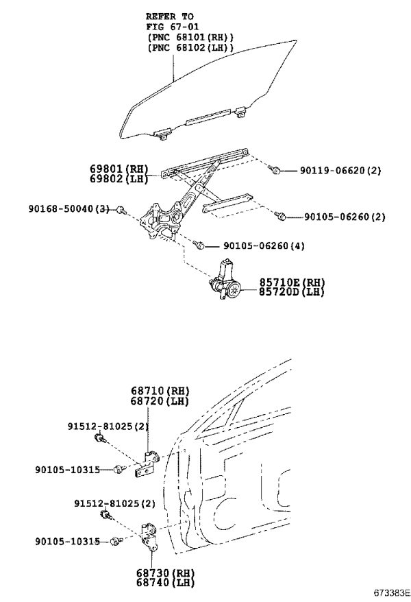 Front door hinge (upper left) 68720-30110 for Toyota Crown