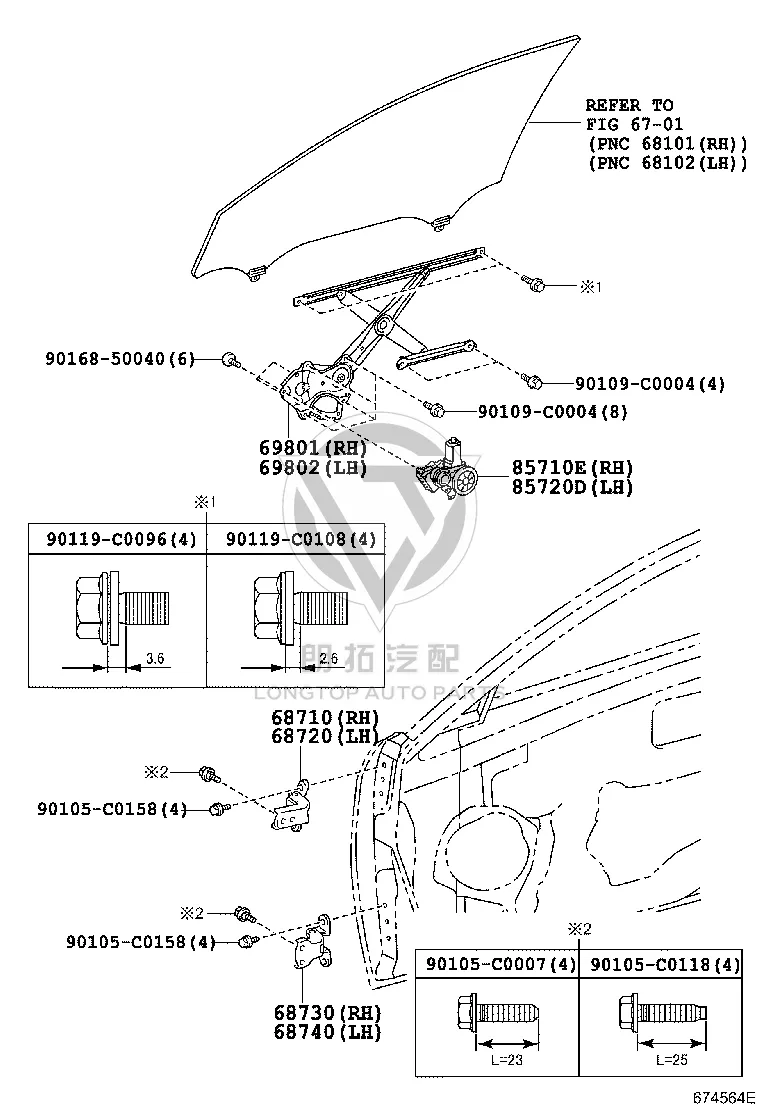 Front Left Window Glass Lift Bracket 69802-06160 for Toyota Camry