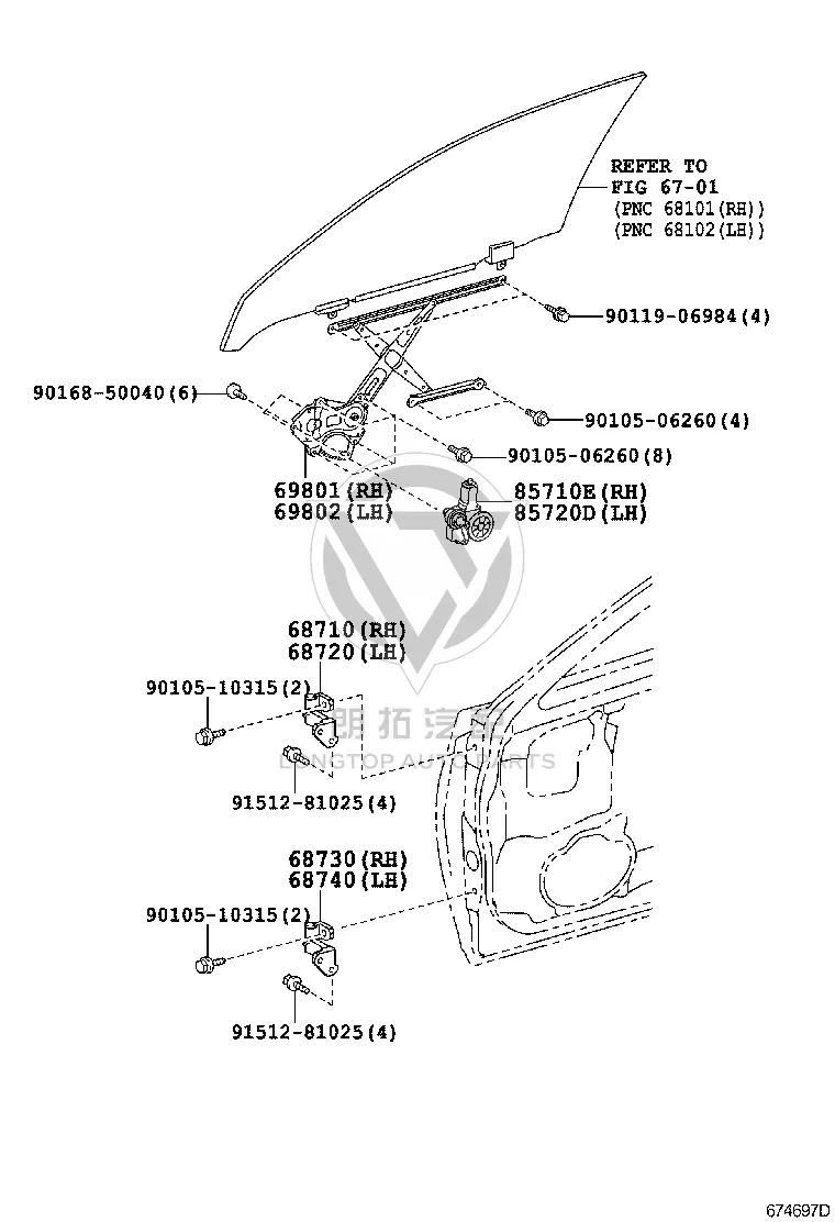 Front Door Window Motor 85720-50100 for Lexus LS460