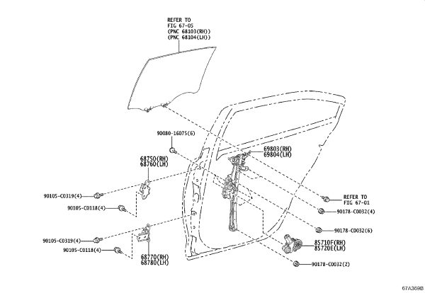 Rear door hinge (lower left) 68780-06060 for Toyota BZ4X