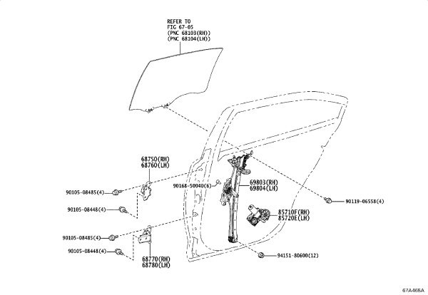 Rear Door Hinge Bottom Right 68770-33050 for Toyota Auris