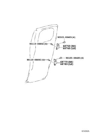 Back door hinge (lower right) 68760-52021 for Toyota FJ Cruiser