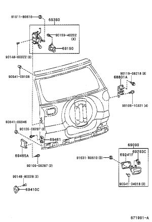 Tailgate Lock Assembly 69110-42090 for Toyota RAV4