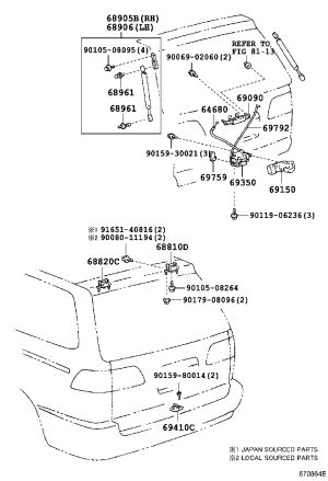 Tail Lid Hinge Upper Right 68810-08010 for Toyota Sienna