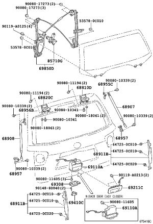 Tailgate Strut Left 68908-0C050 for Toyota Sequoia