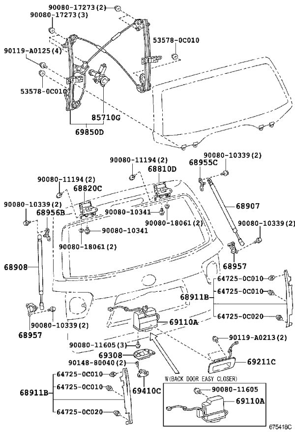 Outer Handle on the Tail Cap 76802-0C020 for Toyota Sequoia
