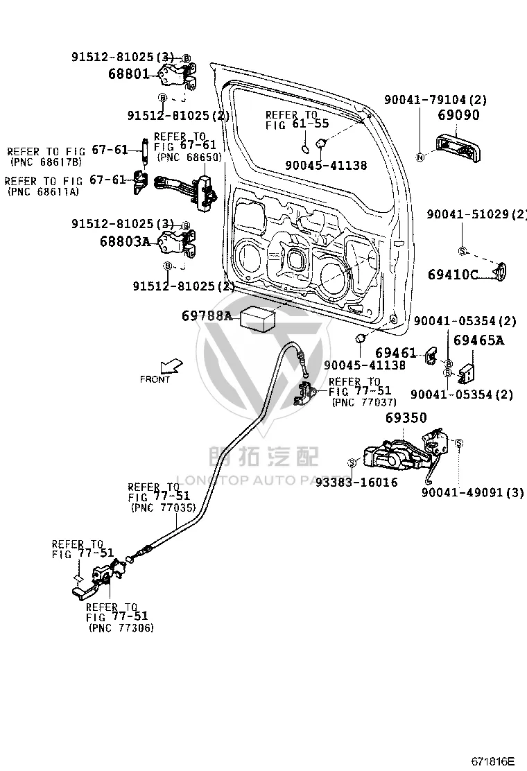 Tail lid hinge (lower right) 68810-87401 for Toyota Cami